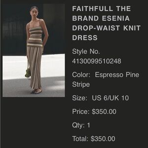 Faithfull the Brand Striped Knit Dress in Espresso and Pine